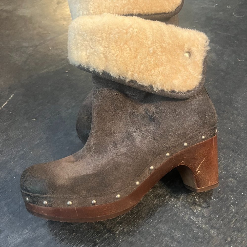 Womens UGG Fur Trim Booties